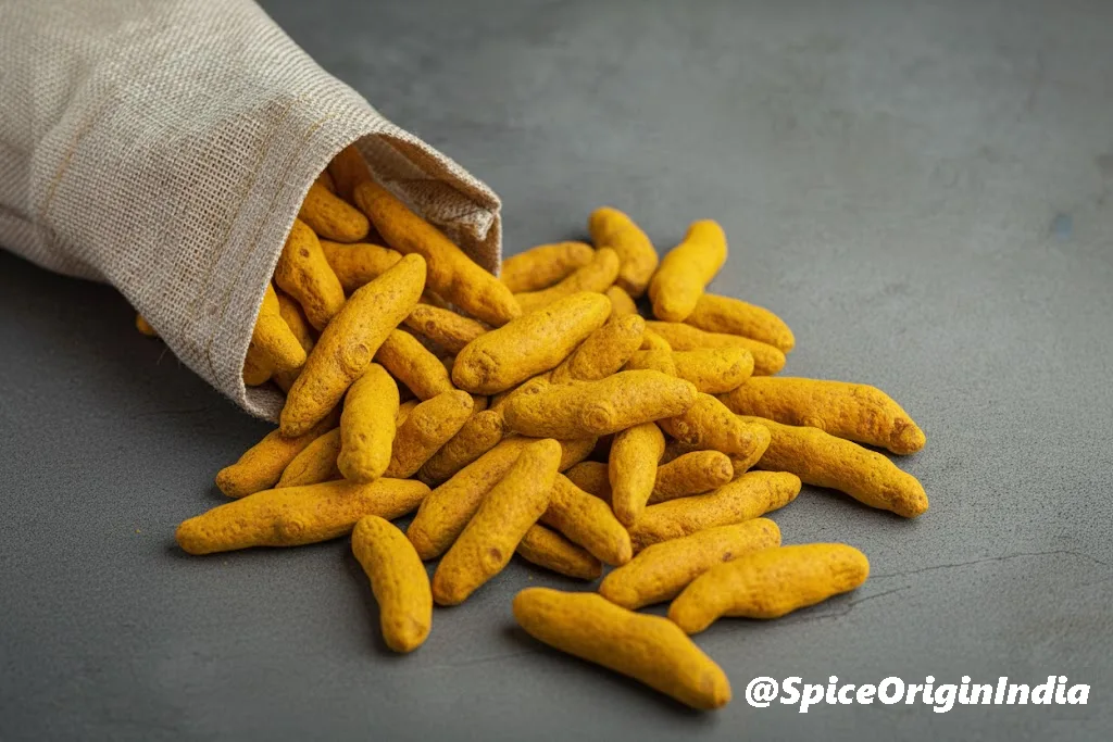 Whole dried turmeric fingers of premium Indian export quality
