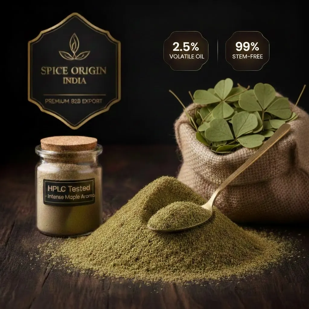 premium dry fenugreek leaf bulk export spice origin india guntur grade