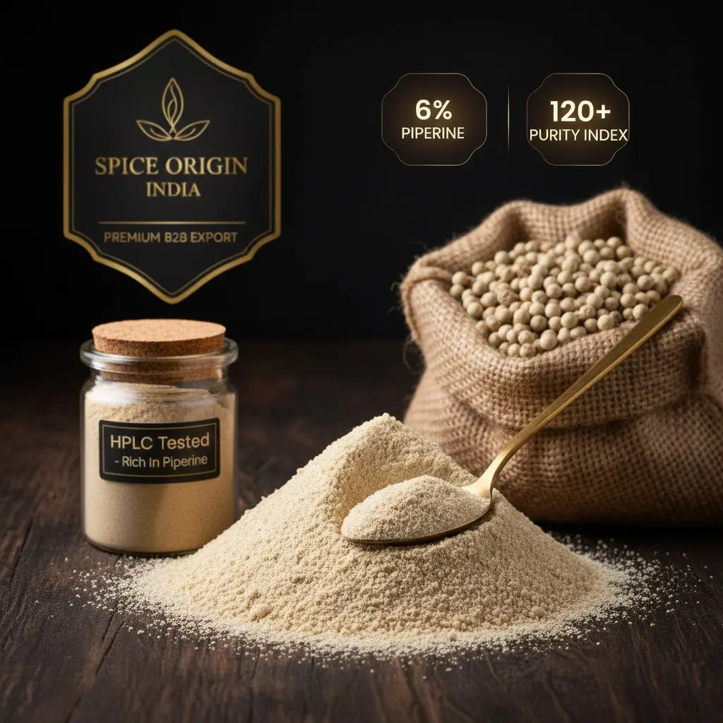 premium white pepper bulk export spice origin india guntur grade